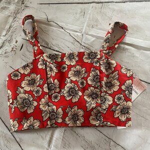 Forever 21 Red Floral Crop Top
